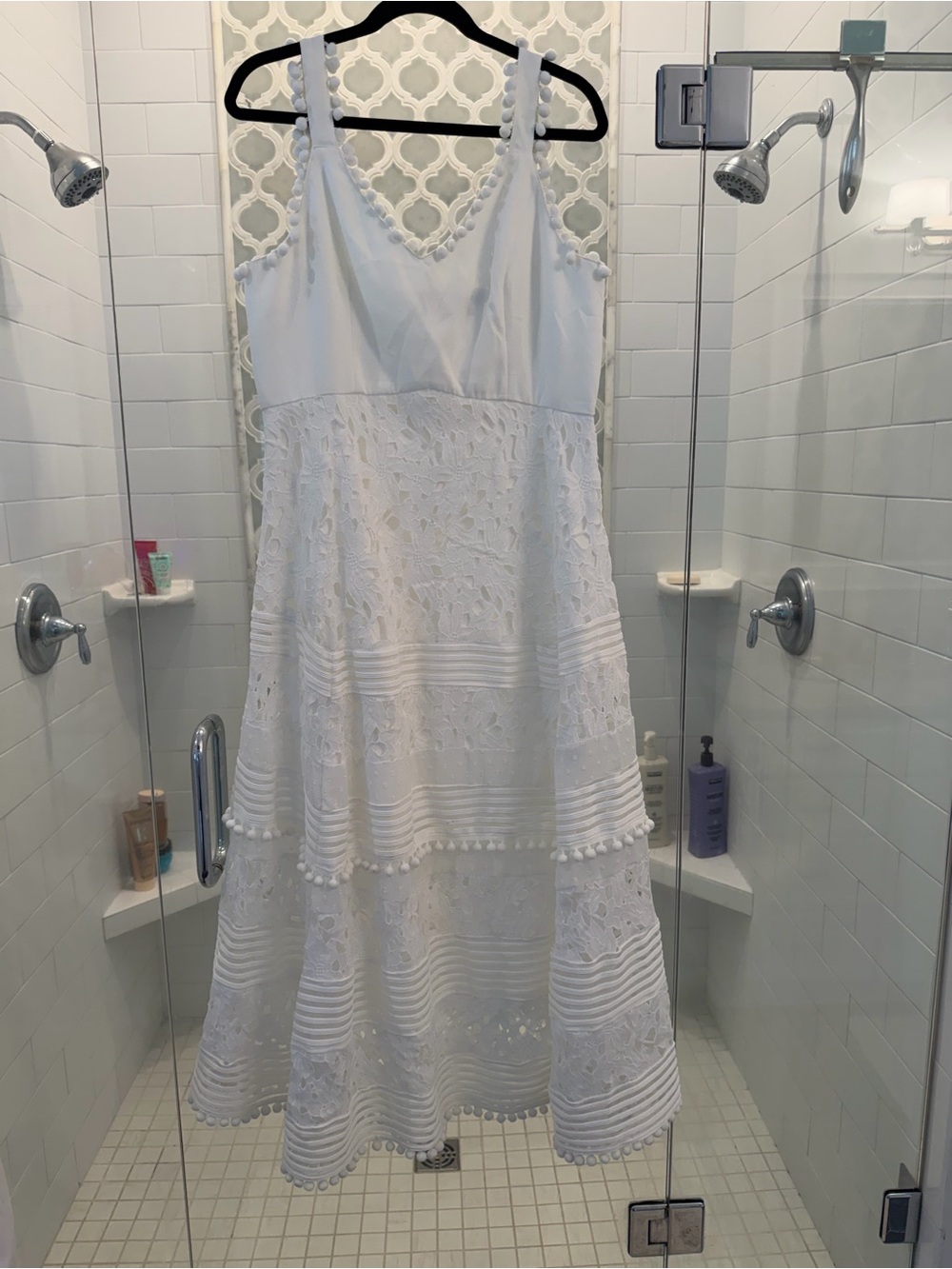Boston Proper Mixed Media Lace Pom Pom Dress - Picture 4 of 8